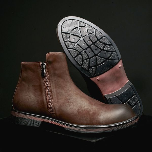 

кожа середине верхней сапоги мужские сапоги британской короткошерстной ретро короткая лицо рабочая одежда american leather, Black