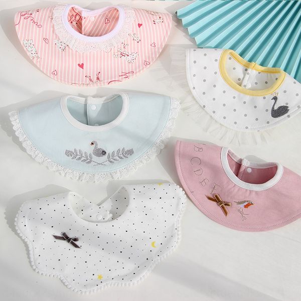 

ins new female baby pure cotton princess style bib towel saliva pocket fake collar 360 degree bib korean baby saliva towel