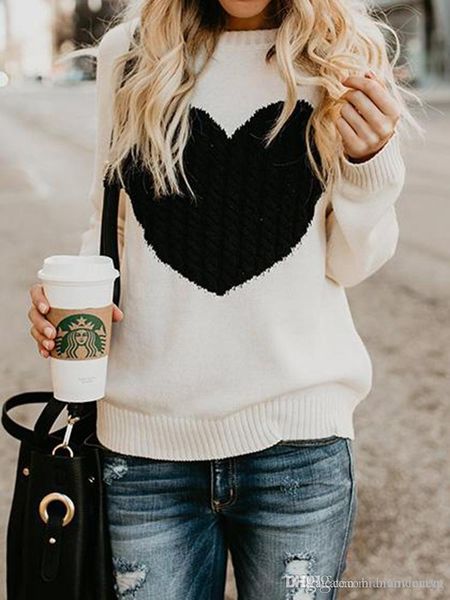 

autumn sweater for girls cotton long sleeved ladies sweater knits casual fashion women's clothing high neck fashion plus size, White;black