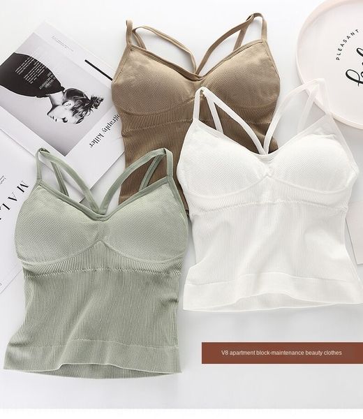 

uu3pn thickened chest pad design v8 seamless sling underwear beauty thread wrap chest beauty back without steel ring gathered s, White