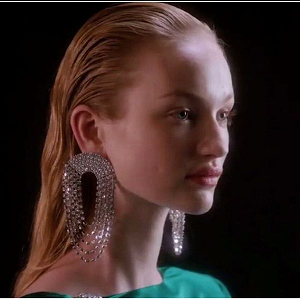 

new arrival full rhinestone chain drop dangle earrings for women fashion jewelry bohemian statement earrings accessories, Silver