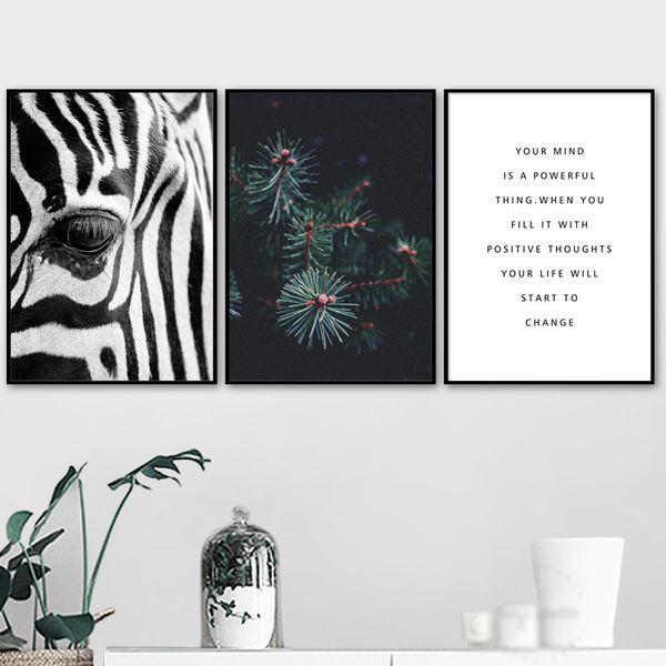 

zebra pine branch quote wall art canvas painting nordic posters and prints canvas art animal wall pictures for living room decor