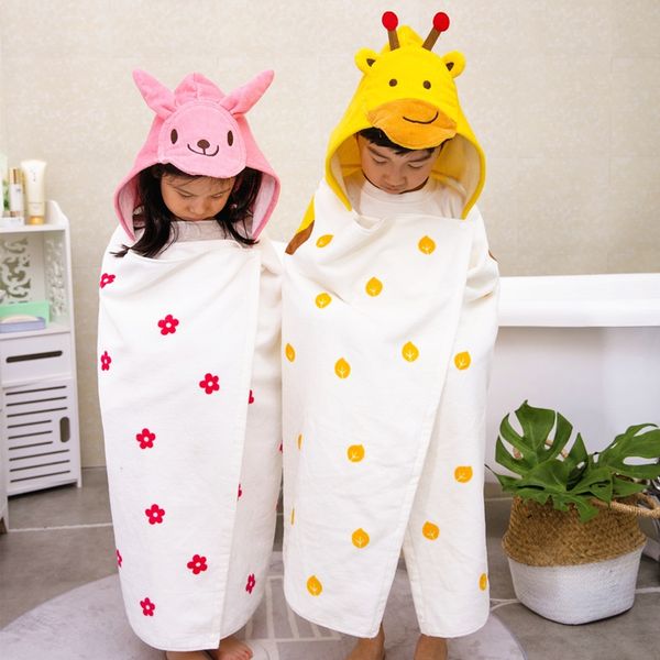

new children's pure cotton thickened soft water bath towel cloak bath towel absorbing cloak wearable baby cartoon bathrobe with hat