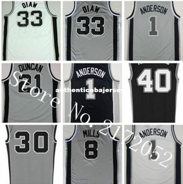 

1 kyle anderson 33 boris diaw basketball jerseys 8 patty patrick mills 30 david west jersey black 40 boban marjanovic college, Gray