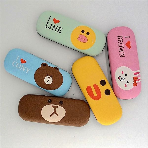 

cute cartoon myopia large frame box glasses case glasses case for male and female students fashionable, Blue