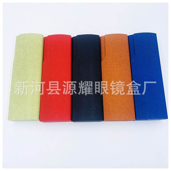 

small mouth square case case storage frosted glasses square glasses box candy color simple fashion storage box, Blue