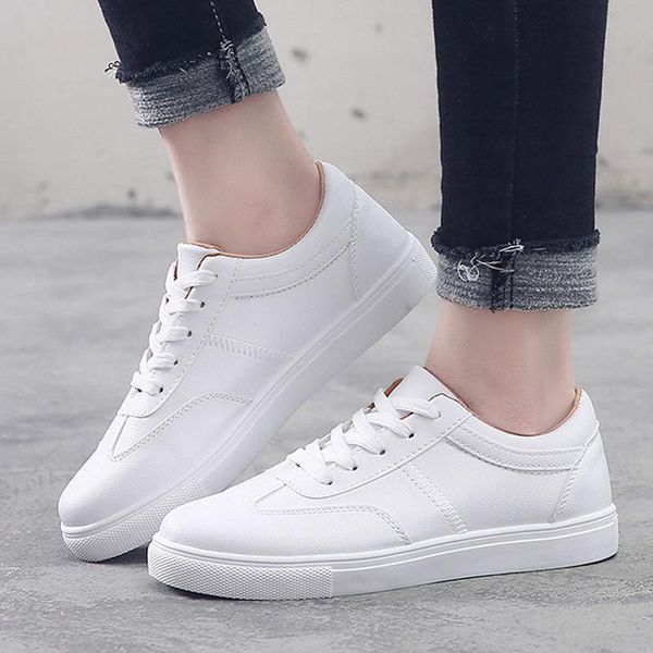 

2018 fall new female shoes korean version of low flat soles tie casual shoes pieces of student white and girls young white shoes, Black