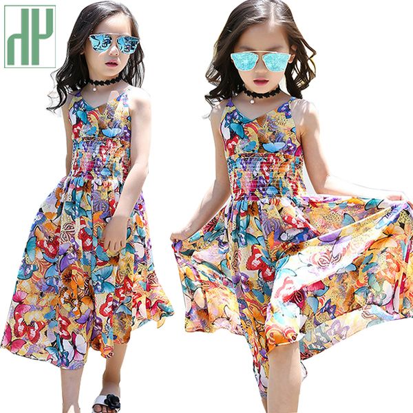 

kids girl summer beach dress flower wedding party princess dress children teenager clothes girls costume vestidos 6 10 16 years t200709, Red;yellow