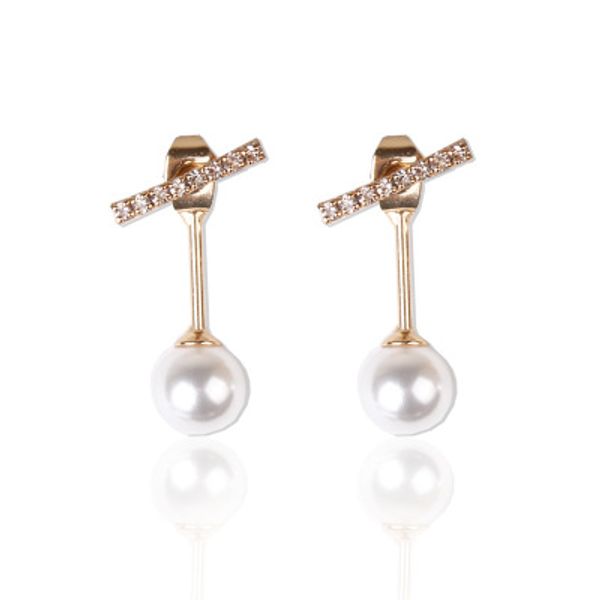 

silver needle japan and south korea shape small earrings female pearl earrings simple frosty temperament craft wholesale, Golden;silver