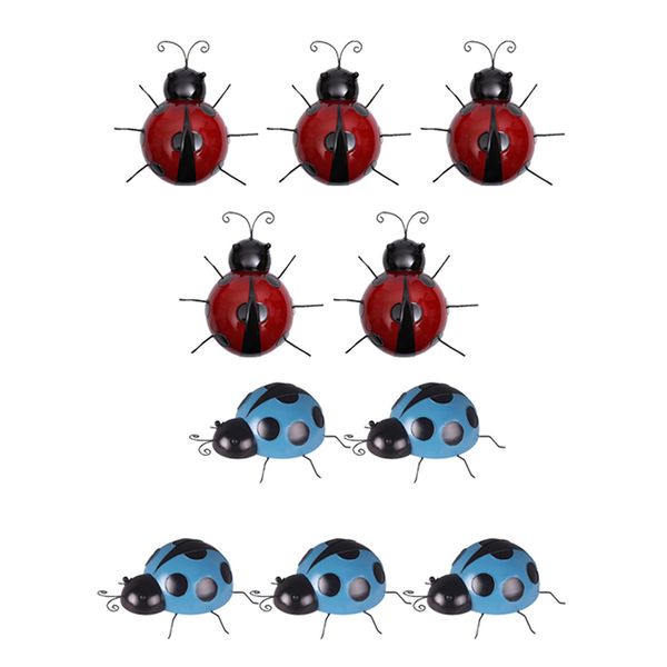 

10pcs ladybird figurine hand painted wall arts ladybug outdoor garden decor