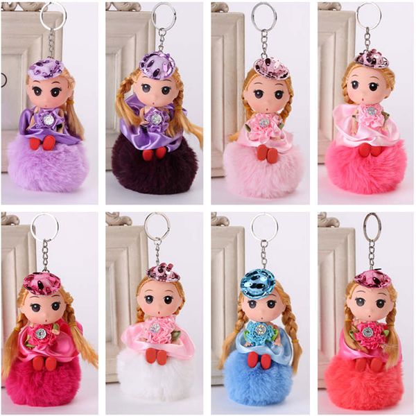 

epacket dhl confused doll hair ball keychain doll pendant dakr357 mix order key chain keychain, Slivery;golden
