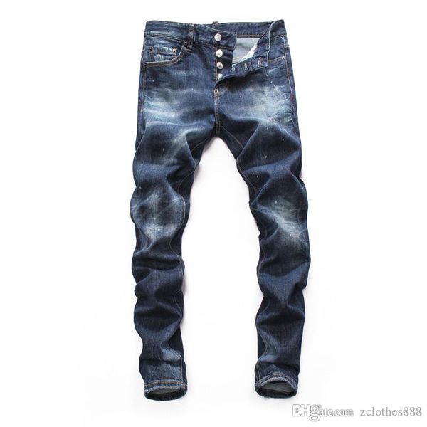 

2020 мужчины s дизайнерские джинсы для mentop качества дизайнера бренда мужских узких джинсов брюк дыра моды брюки сша размер 28-38, Blue