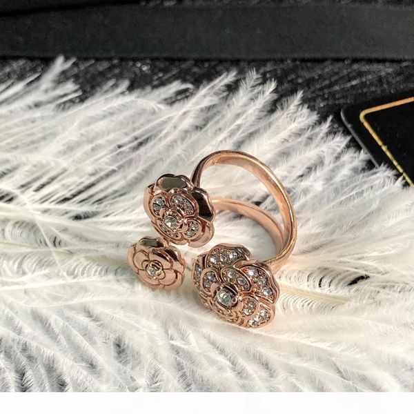 

j new камелии и бриллиантовые open дизайнерские кольца luxury дизайнер ювелирных изделий женщин кольца, Golden;silver