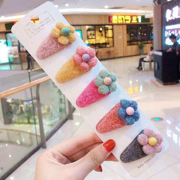 

5шт / комплект clips младенца цветка волос фрукты животные мультфильм вязание для волос булавки для девочек ткань diy заколки flurry аксессу, Slivery;white