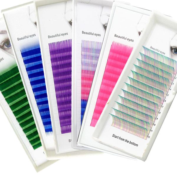 

false eyelashes eyelash extension green blue purple sky rose red mixing individual mink soft for building