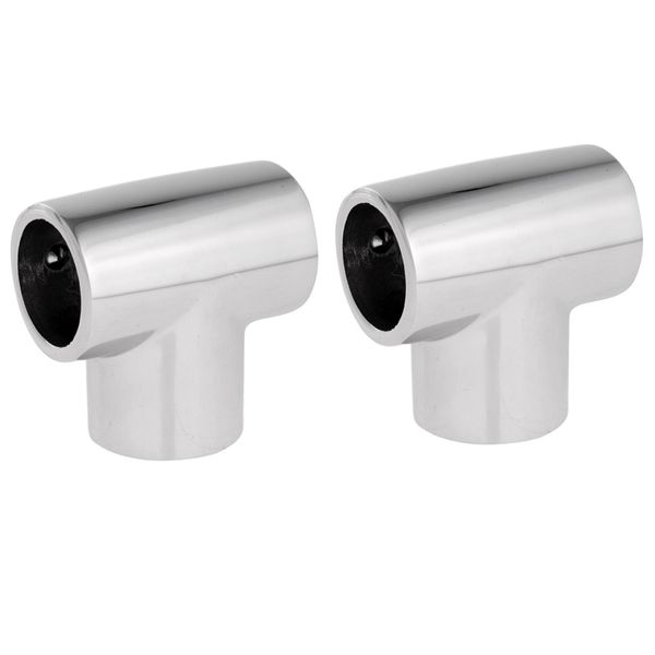 

2x boat handrail rail tee fitting 1 inch 90 degree 3 way corner elbow -marine 316 stainless steel - silver