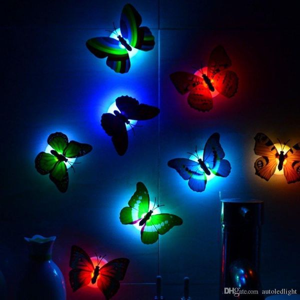 

romantic magic colorful butterfly decorative light adhesive led colorful butterfly night light,ideal for children bedroom