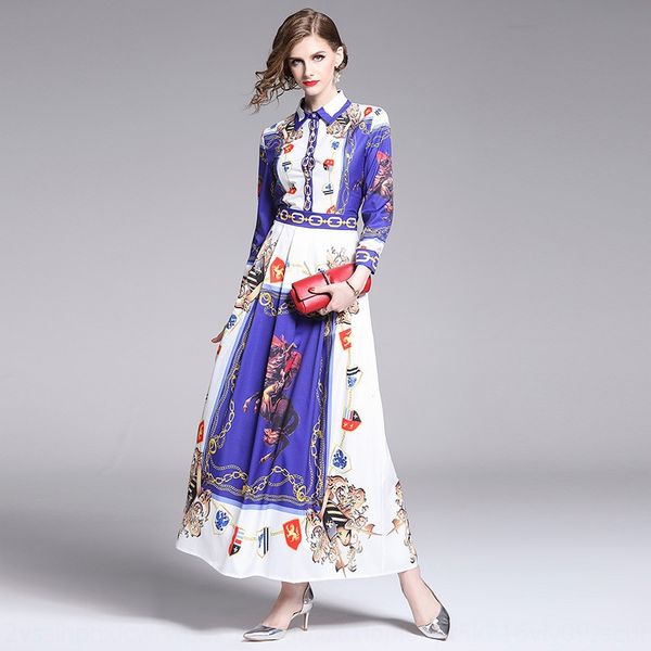 

женская 2019 printed нагрудного длинный рукав 2019 модно printed отворот длинного платье рукава тонкого тонкое платье модных женского, Black;gray