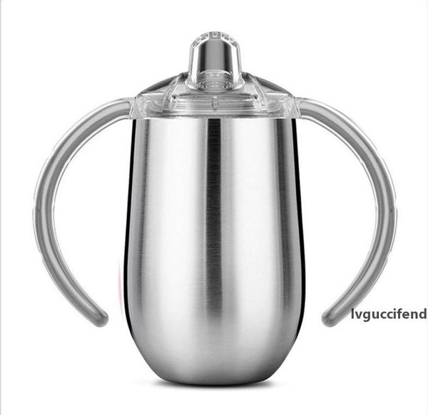 

stainless steel sippy cup water bottle insulated mug 10 ounce tumbler with dounle handles coffee milk mug in stock a06