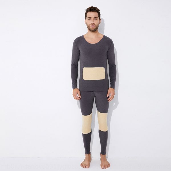 

2020 men's heating german velvet silk patch thermal seamless fine brushed suit warm suit warm set men's thermal underwear, Black;white
