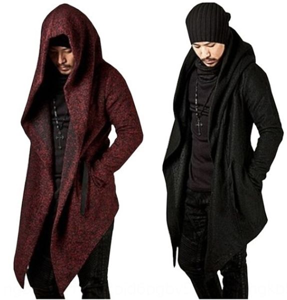 

solid color men's hooded irregular hem solid color men's hooded irregular hem windbreaker coat coat windbreaker, Tan;black