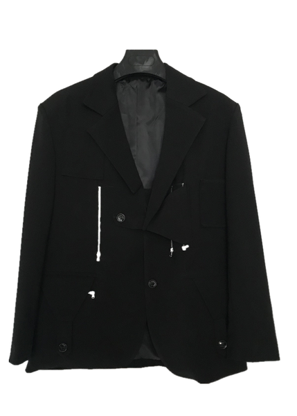 

s-6xl2020 men's casual style short style suit jacket black special-shaped lighter head suit man, White;black