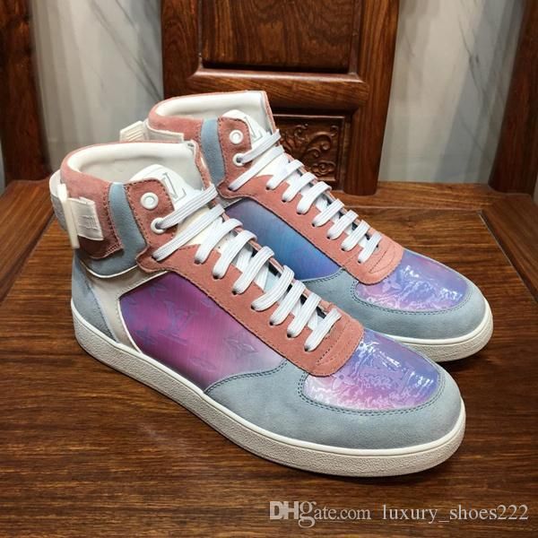 

34-45 new rivoli sneaker boot mens classic rainbow monogram high sneakers luxury designer trainers for men outdoor hiking climbing pris
