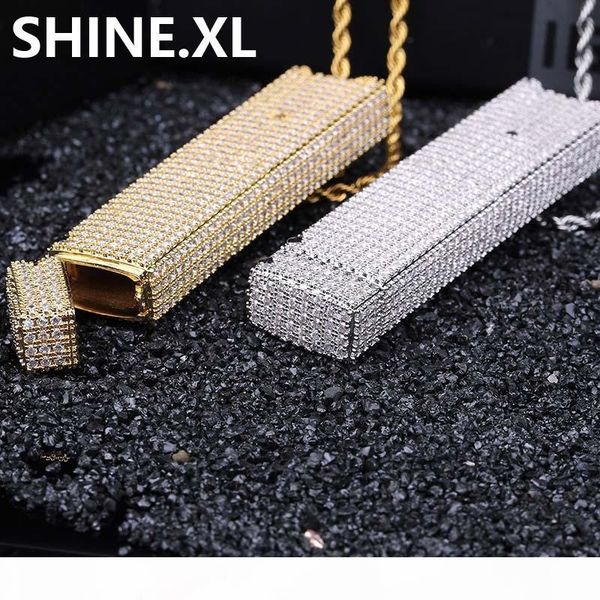 

iced out juul case pendant necklace gold silver plated micro pave cubic zirconia charm hip hop jewelry for men gift