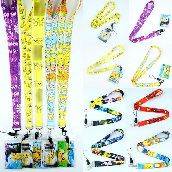 

cartoon cute key lanyards leafeon mewtwo psyduck neck strap id card mobile phone strap usb badge holder rope key chain, Silver