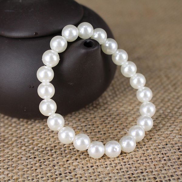 

strand simulated-pearl beads bracelet white color for women fashion jewelry bridal wedding accessories elastic rope, Black