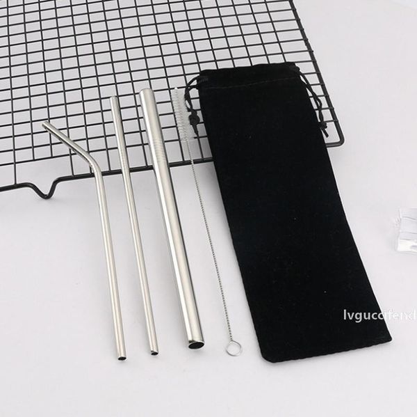 

metal straws eco friendly reusable straws stainless steel straw set with cleaning brush coffee mugs insulated tumblers accessories yw4057