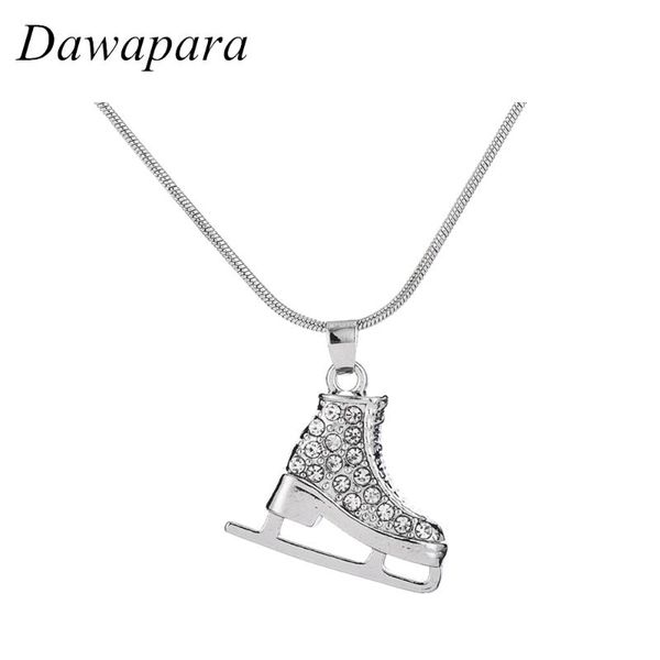 

dawapara skating shoes pendants & necklaces four color rhinestones sports charms statement jewelry for men and women, Silver