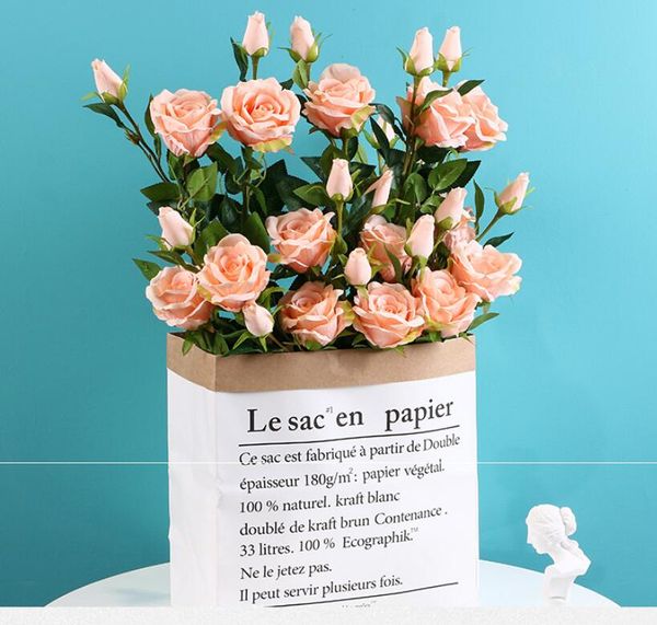 27 Zoll langer Stiel Rosensträuße Seidenrosenblumenstrauß 70 cm Höhe Künstliche Blumen für Heim-Hochzeitsdekorationen