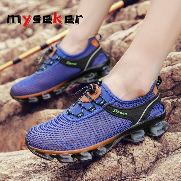 

hundunsnake big size running shoes men sport shoes outdoor gym men blue trainers walk sneakers male sports b3, Black