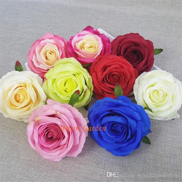 

50pcs 8cm artificial rose flower heads silk decorative supermarket background diy road led wedding wall bouquet sencery accessory props