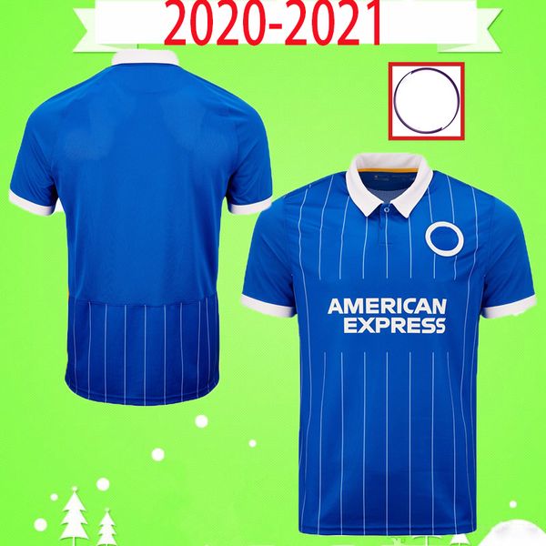 

hove albion soccer jersey 2020 2021 maupay trossard connolly murray kit mens 20 21 football shirt home blue, Black;yellow