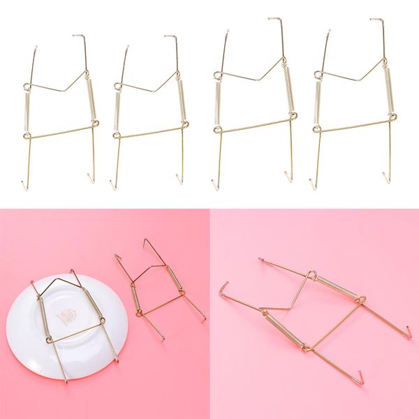 

4 pcs invisible wall hanging plate hook hangers dish display holder 8\" & 10