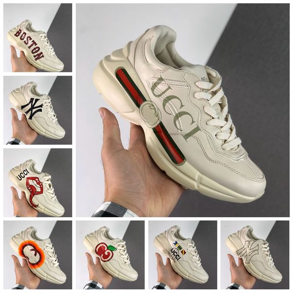 

20ss new rhyton sneaker vintage low sneakers mens shoes dad luxury rhytons ace sports triple s womens trainers baskets, Black