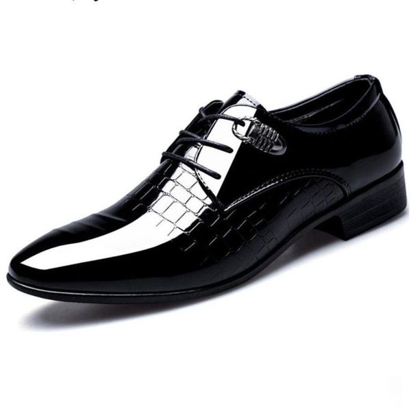 

business casual shoes men's lace up formal men's leather shoes pointed men dress leather zapatos de hombre man, Black