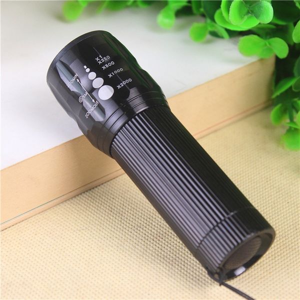 

wolf kernel aluminum alloy mini glare retractable zoom flashlight three-gear pull-tube led flashlight