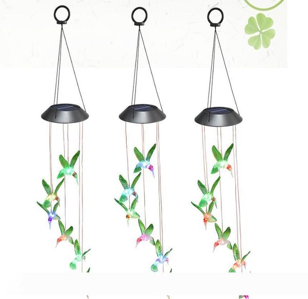 

humming bird led solar light romantic windbell lights wind chime light string lamp color changing for patio yard decor