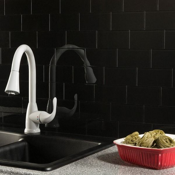 

peel and stick tile self adhesive glass wall bathroom kitchen backsplash black