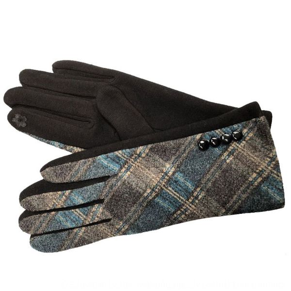 

women's woolen warm bicycle fashion finger winter plaid gloves warm cycling gloves