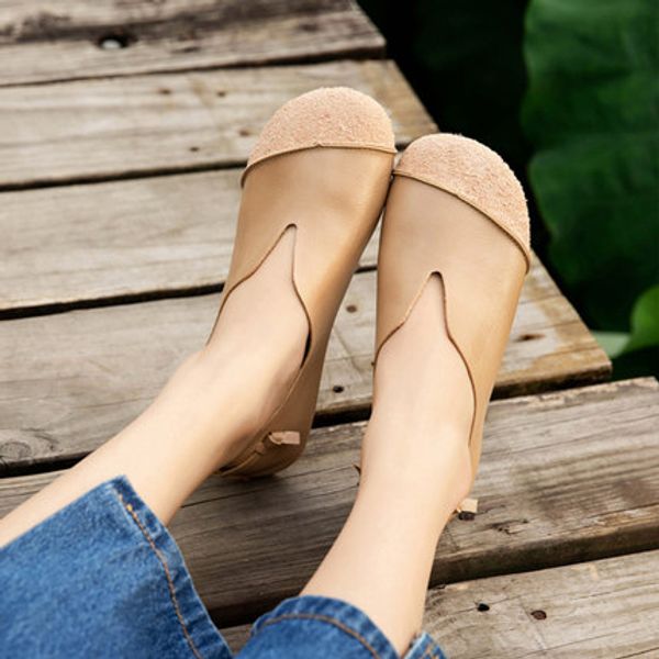 

retro sen women's shoes 2020 new soft bottom beef tendon single shoes female spring big head doll flat bottom round, Black