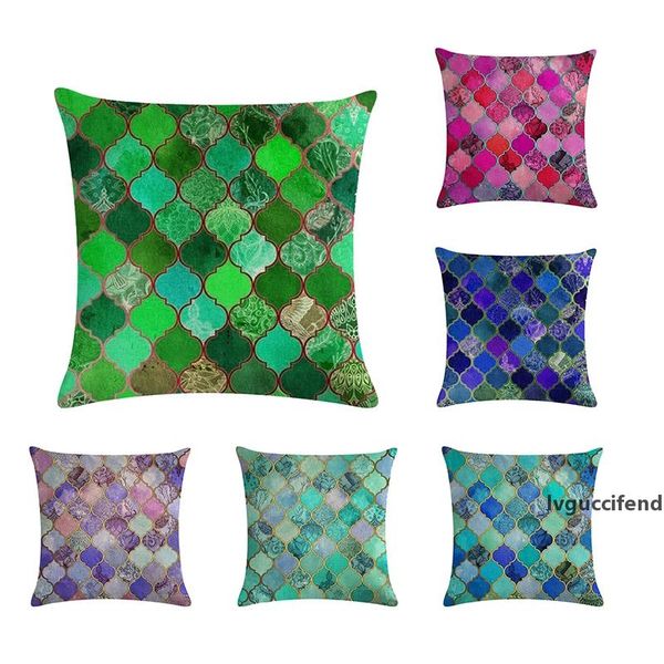 

45* 45cm simple geometry stitching bright pattern cuddle pillowcase suitable for home decoration square sofa cushion cover