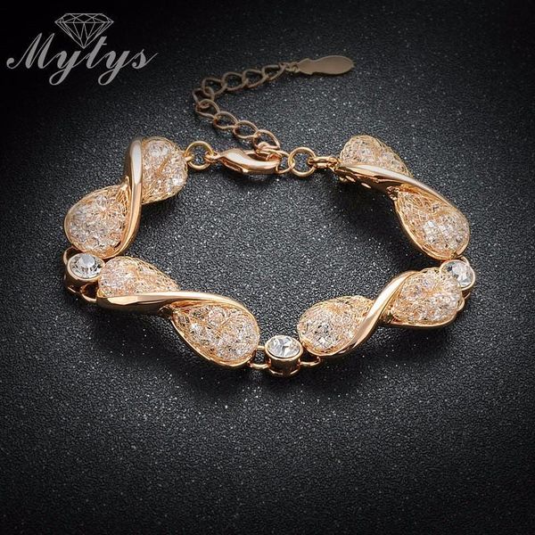 

mytys new twisted mesh bracelet rose gp fashion women jewelry crystal bracelet b986, Black