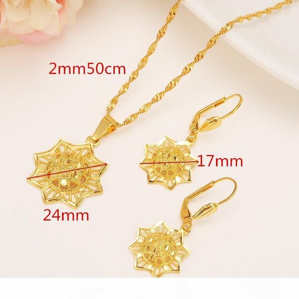 

d эфиопский 14k желтого твердого вещества fine gold gf заполненный комплект ювелирных изделий анис подвеска цепи серьги african венчания нев, Silver