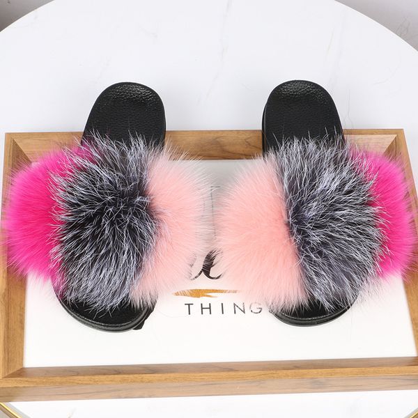 

woman's summer fur slippers plush fluffy slippers cute furry shoes fur sandals hair shoes sandals travel slides, Black