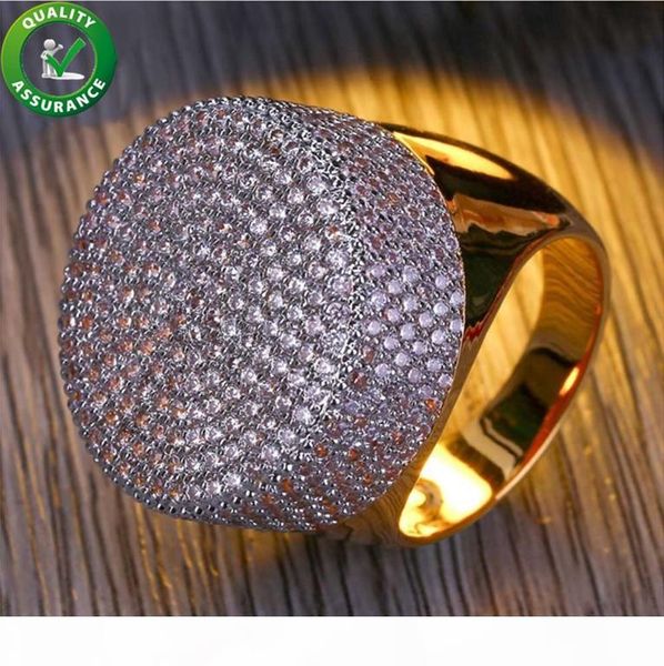 

mens jewelry rings hip hop luxury designer engagement rings round fully iced out cz diamond bling designer style pinky finger ring men love, Golden;silver