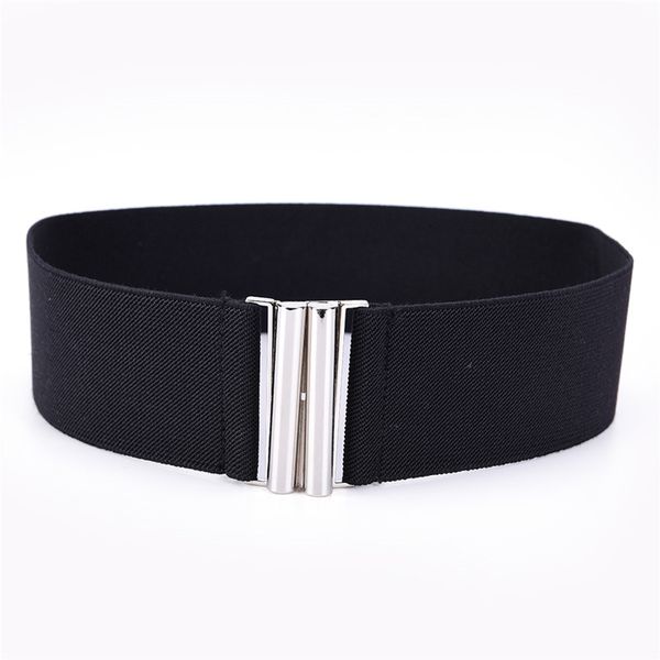 

wide metal hook stretchy elastic waist belt waistband stretchy elastic waist belt waistband belts silver hook buckle, Black;brown